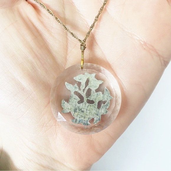 Vintage Hallmark partridge in a pear tree cut glass mixed metal pendant 18-20” - Picture 5 of 8